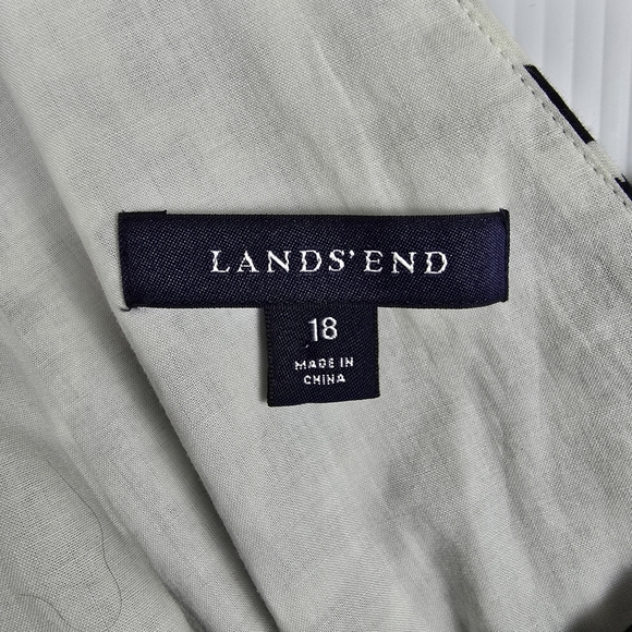 Lands' End Women's Black And White Pattern Suplice Sleeveless Dress Cotton 18 - Picture 13 of 15